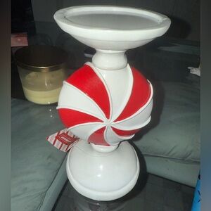 Christmas holiday peppermint candy candle holder